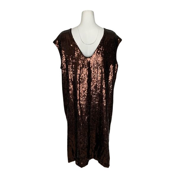 Anthropologie Maeve Kara Sequins Dress Plus 1X Wine Shift Cap Sleeve Short Hem - Picture 9 of 16